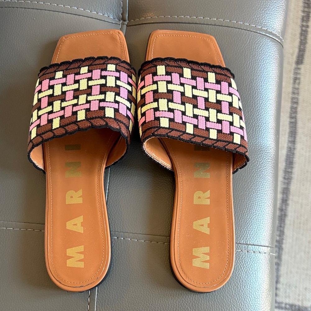 Marni Multicolor Woven Slide Sandals size 6